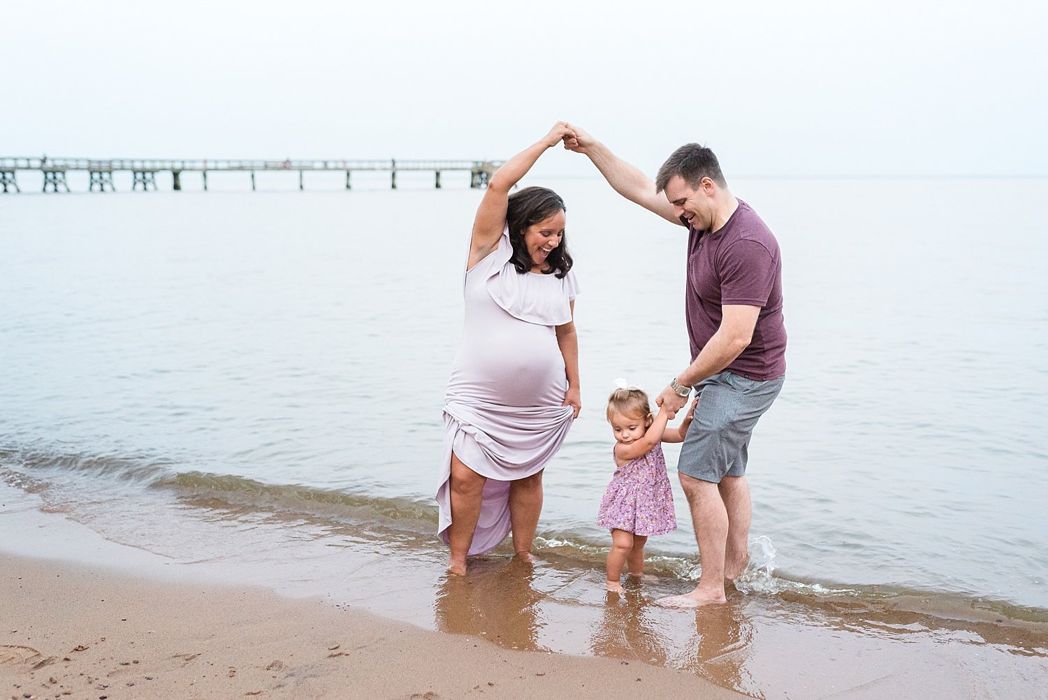 Maternity Photos Dancing in the waves