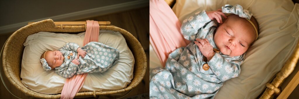 newborn baby girl in bassinet